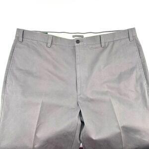 Orvis Mens Chino Pants Gray 44x27 Straight Leg Flat Front Cotton Blend Casual